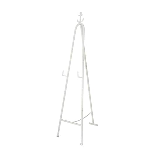 5.5ft. 3-Tier Adjustable White Metal Anchor Easel with Foldable Stand and Chain Support
